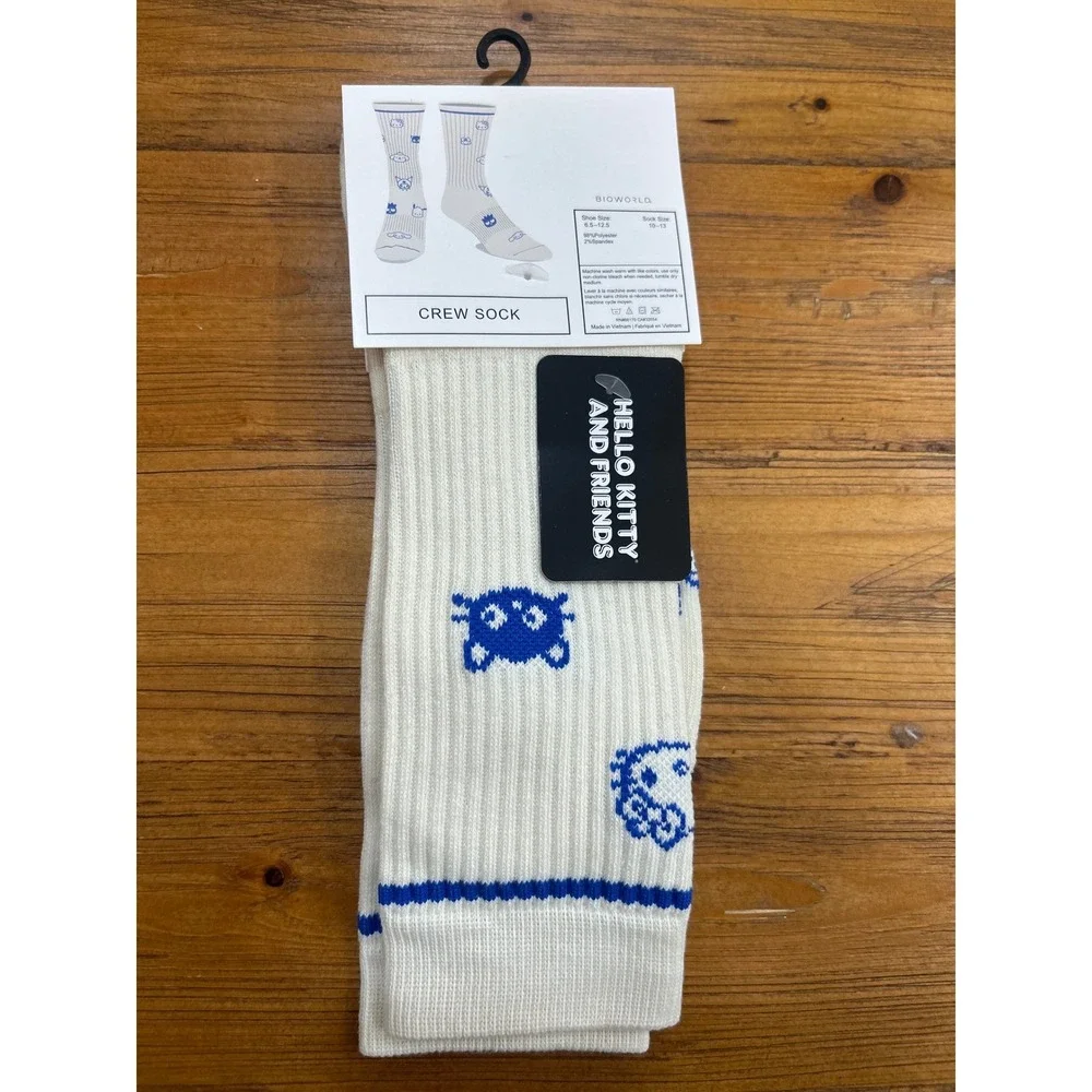 Bioworld Hello Kitty and Friends Crew Socks White Blue Sanrio Characters NWT